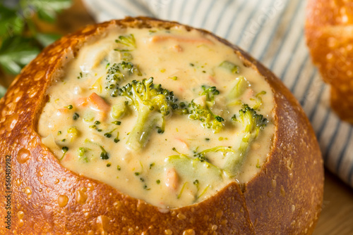 Homemade Broccoli Cheddar Soup Bread Bowl