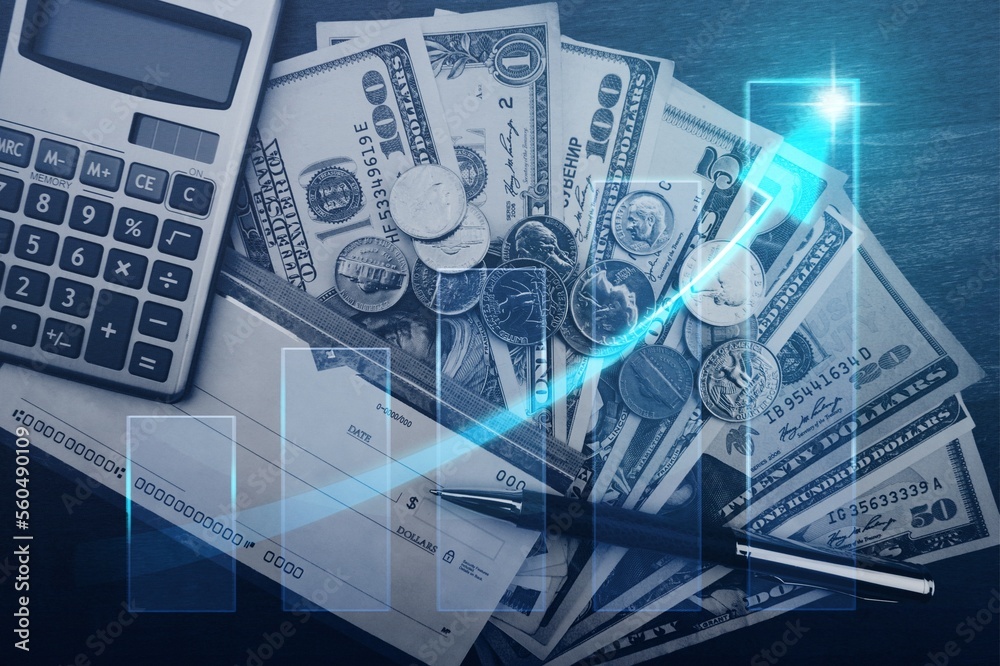 Inflation concept.  Money cash on the desk