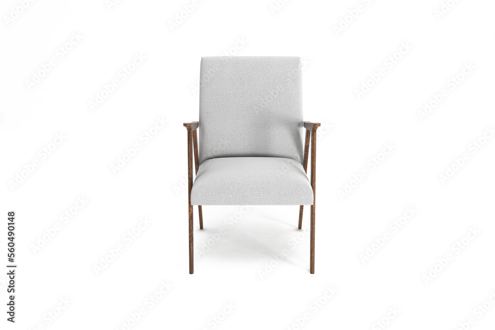 Front view, Modern Chair, minimal concept, Studio shot of stylish chair isolated on white background 3d rendering Front view, Modern Chair, minimal concept, Studio shot of stylish chair isolated on white background 3d rendering