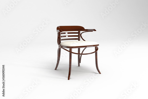 Perspective view  Modern Chair  minimal concept  Studio shot of stylish chair isolated on white background 3d rendering