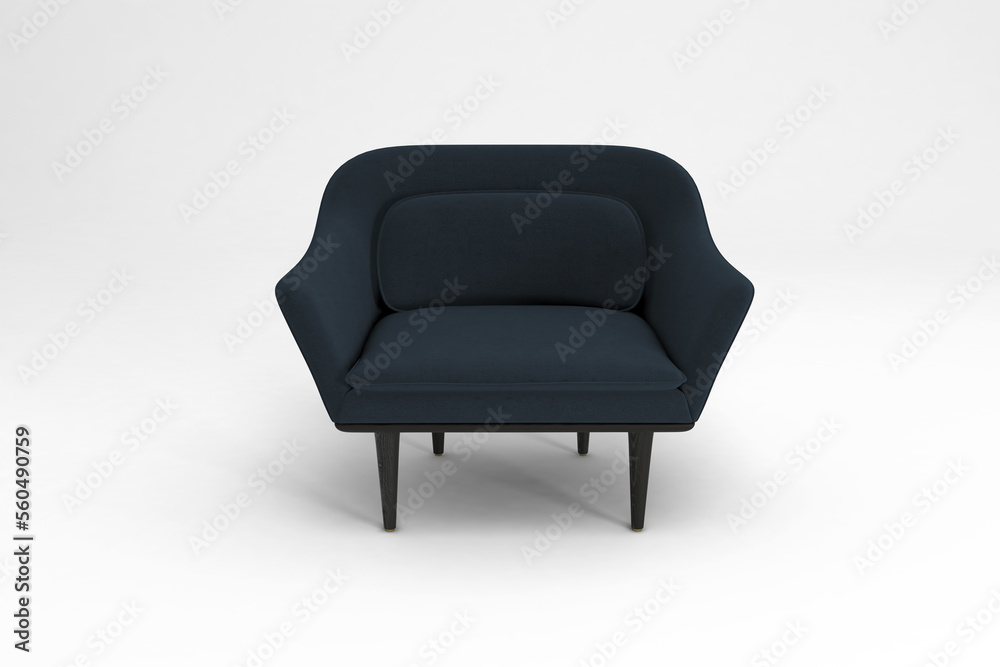Fototapeta premium Front view, Modern Chair, minimal concept, Studio shot of stylish chair isolated on white background 3d rendering