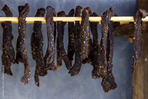 Preparing of South African dried meat or biltong photo