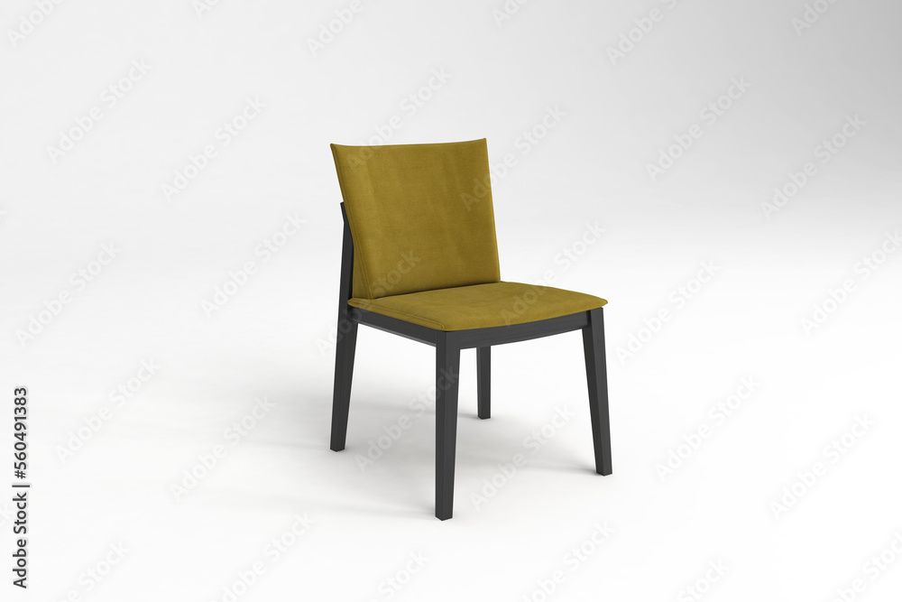 Perspective view, Modern Chair, minimal concept, Studio shot of stylish chair isolated on white background 3d rendering