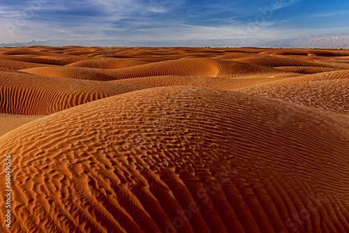 Desert landscape with rippled sand dunes, Saudi Arabia