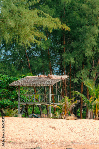 Coast scenery wiyh a hut in Kijal  Kemaman  Terengganu  Malaysia.