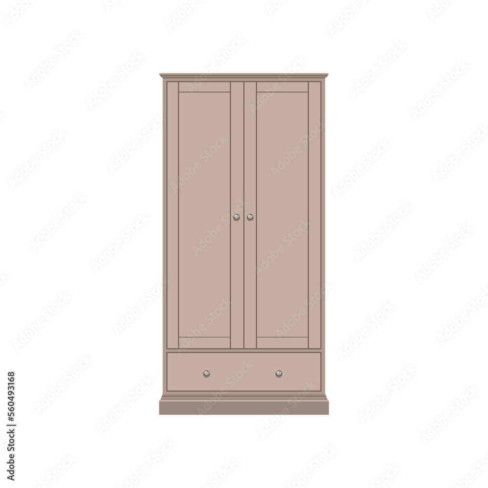 Living room interior wardrobe flat vector illustration. Cartoon doodle of modern wardrobe design for bedroom isolated on white background. Furniture, interior concept