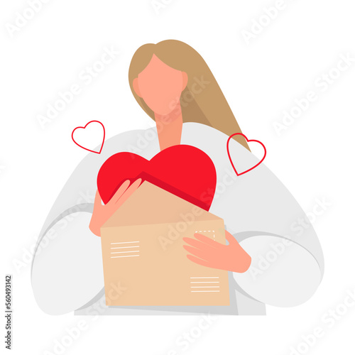Confession in love. The girl is holding a letter with a confession of love.