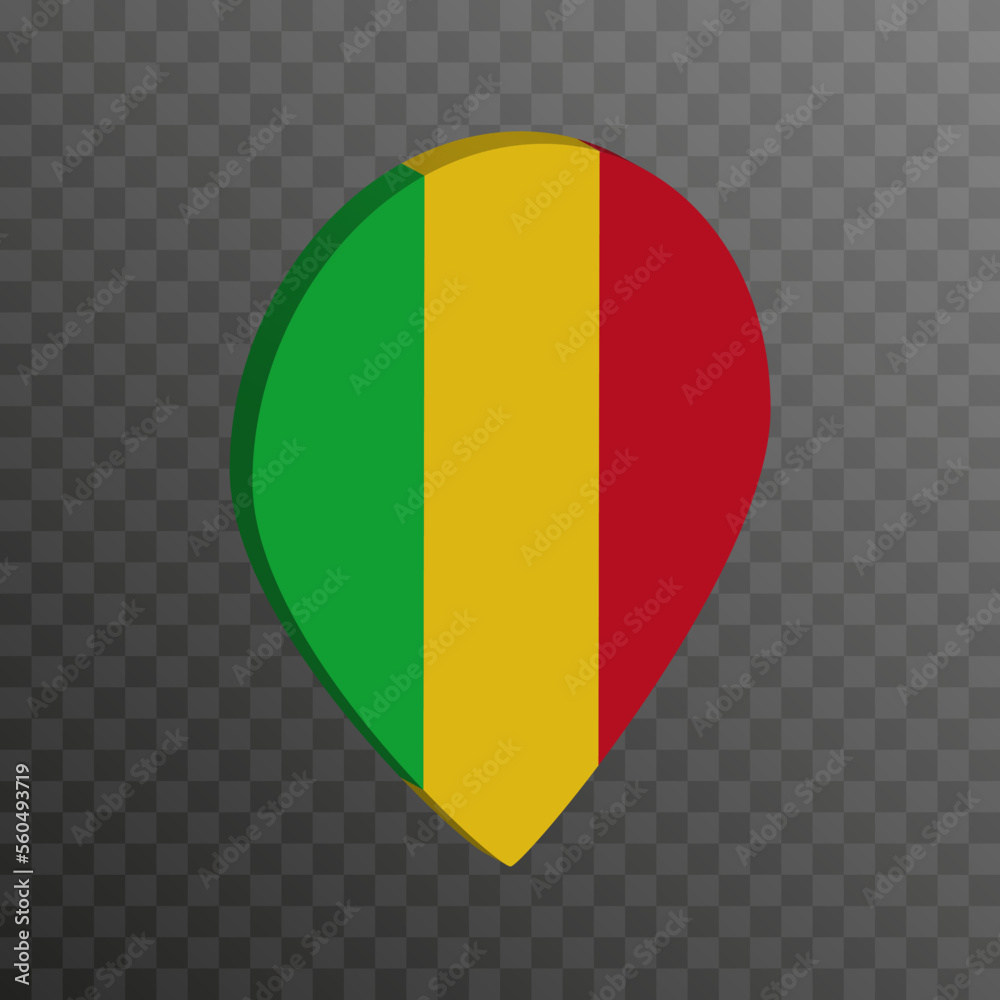 Fototapeta premium Map pointer with Mali flag. Vector illustration.