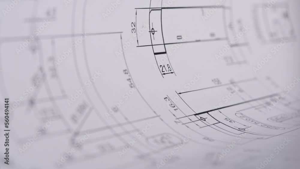 Footage macro close up of architectural and structural drawings blueprints of construction houses and buildings projects for drafting and estimating. 