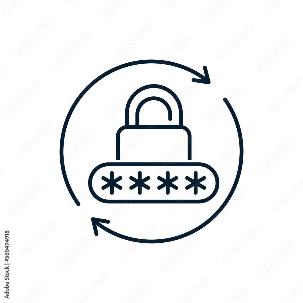 The concept of password reset, data security. Vector icon isolated on white background.