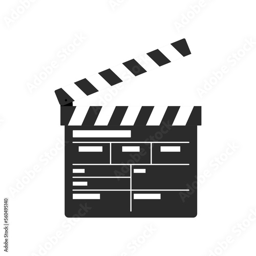 Clapperboard flat vector illustration. Cinema element, clapperboard on white background. Movie or film industry, cinematography concept
