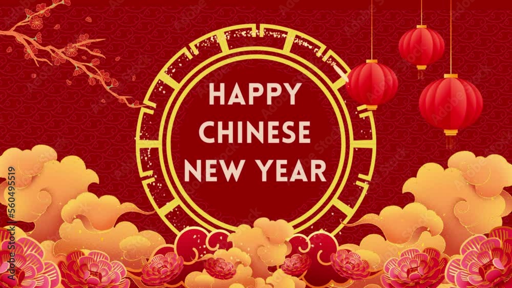 Happy chinese new year 2023 Concept for holiday, Chinese Celebration red and gold animation Traditional chinese year red background Chinese Festival