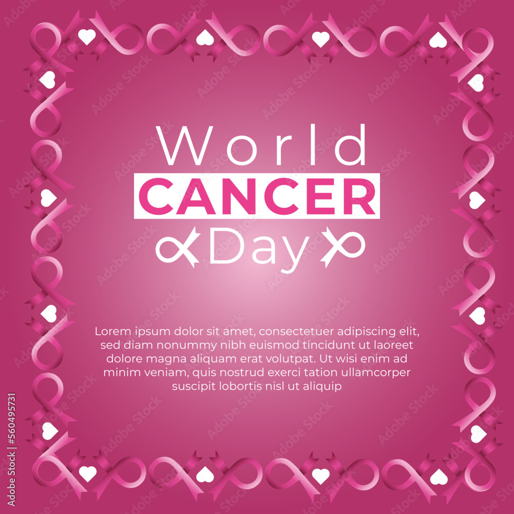 Free Vector Cancer Day Pink Background With Lorem Ipsum 