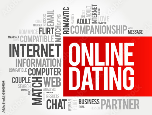 Online Dating word cloud collage, love concept background