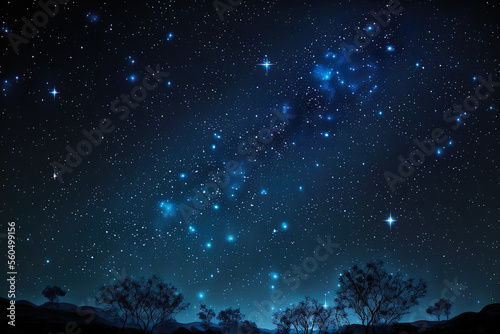 Blue night starry sky  space  background for screensaver. Astrology  horoscope  zodiac signs. Generative AI