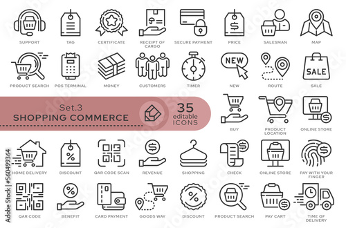 Set of conceptual icons. Vector icons in flat linear style for web sites, applications and other graphic resources. Set from the series - Shopping Commerce. Editable outline icon.	
