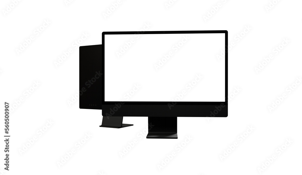 computer monitor with white blank screen - mockup computer monitor with white blank screen - mockup