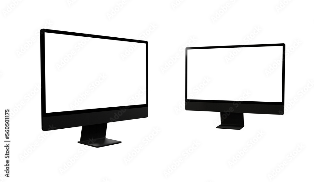 Computer monitor display with empty screen isolated on transparent background. - mockup Computer monitor display with empty screen isolated on transparent background. - mockup