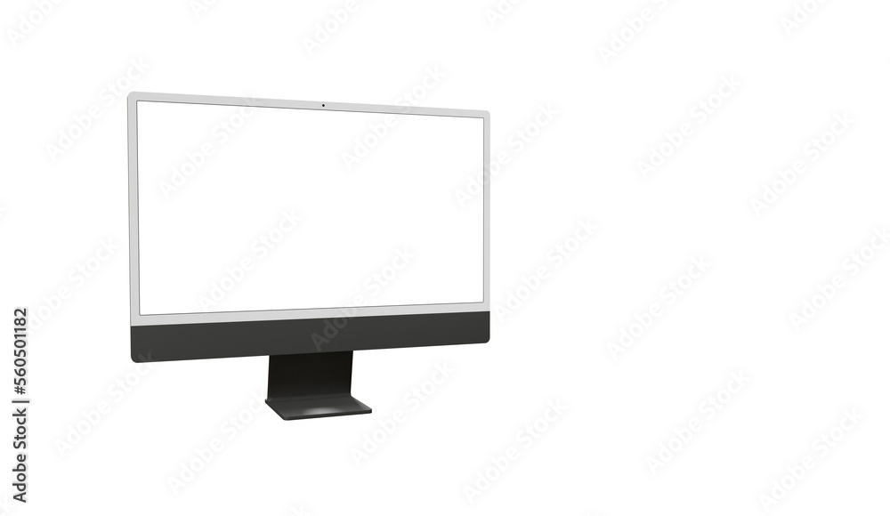 Computer display with white blank screen. Front view. Isolated on white background. 3D illustration. - mockup Computer display with white blank screen. Front view. Isolated on white background. 3D illustration. - mockup