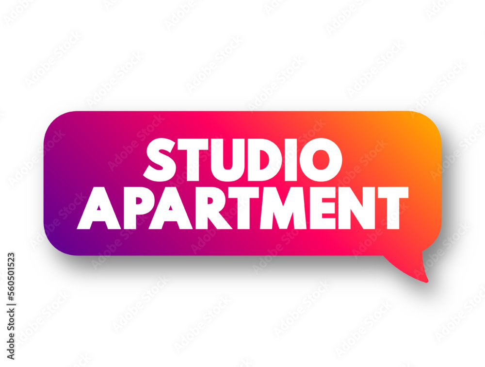 Studio Apartment in which the normal functions of a number of rooms often are combined into a single room, text concept message bubble Studio Apartment in which the normal functions of a number of rooms often are combined into a single room, text concept message bubble