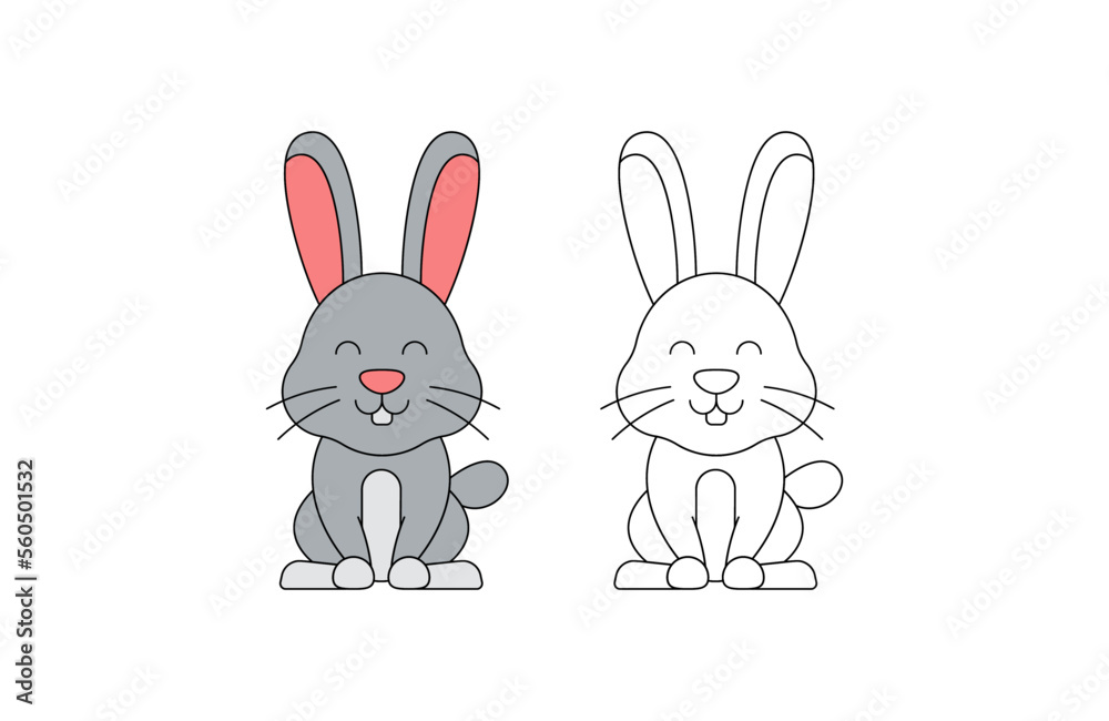 Fototapeta premium children's coloring illustration with rabbit vector template