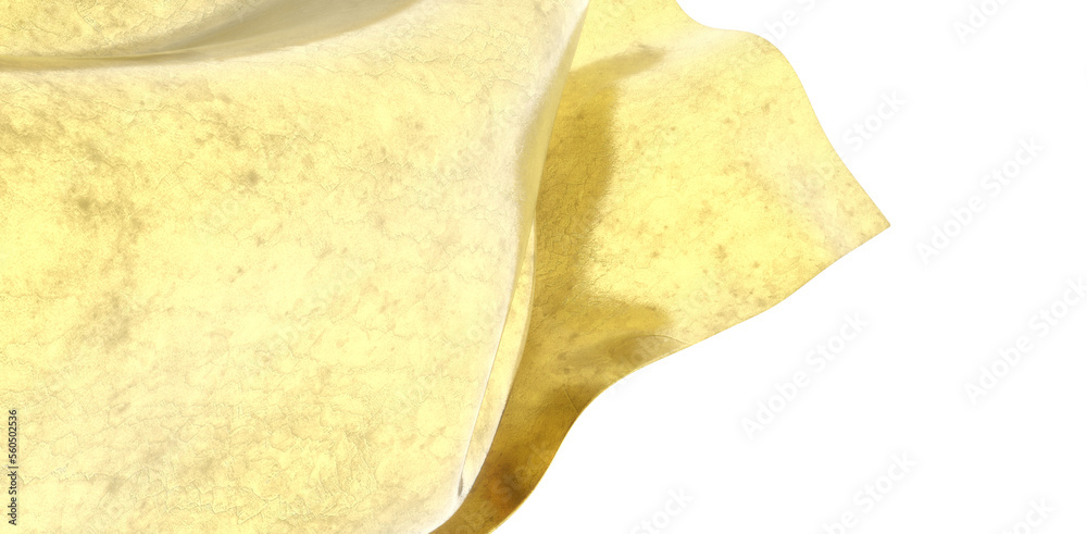 Naklejka premium Flying gold cloth isolated on white background 3D render