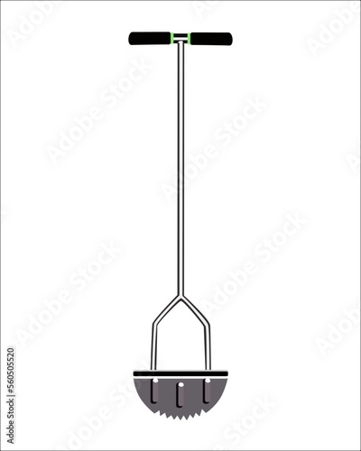 Vector of Edger Lawn Tool, Half Moon Lawn Edger, Manual Lawn Edger for Grass That Borders Sidewalks, Driveways, Gardening tool isolated on white background. Vector illustration isolated.
