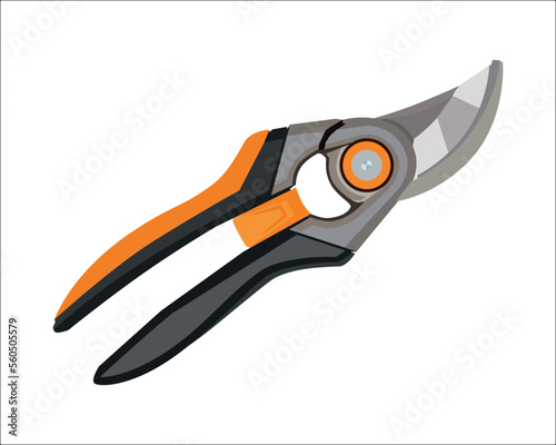 Vector Illustration of Pruning Scissors. A versatile tool for use around the kitchen, house and garden isolated on white background. Gardening hand tools