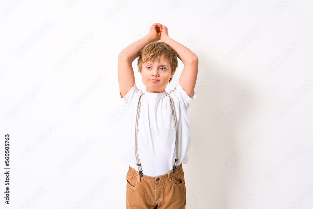 child boy posing on studio white background child boy posing on studio white background