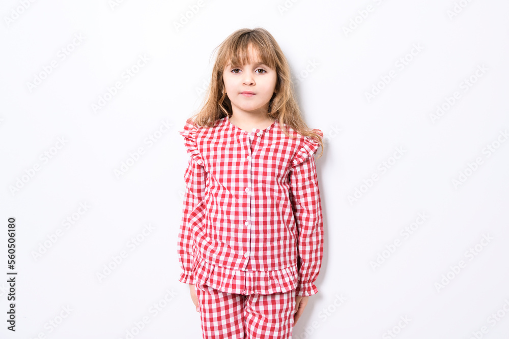 girl in Pajamas party posing on studio white girl in Pajamas party posing on studio white