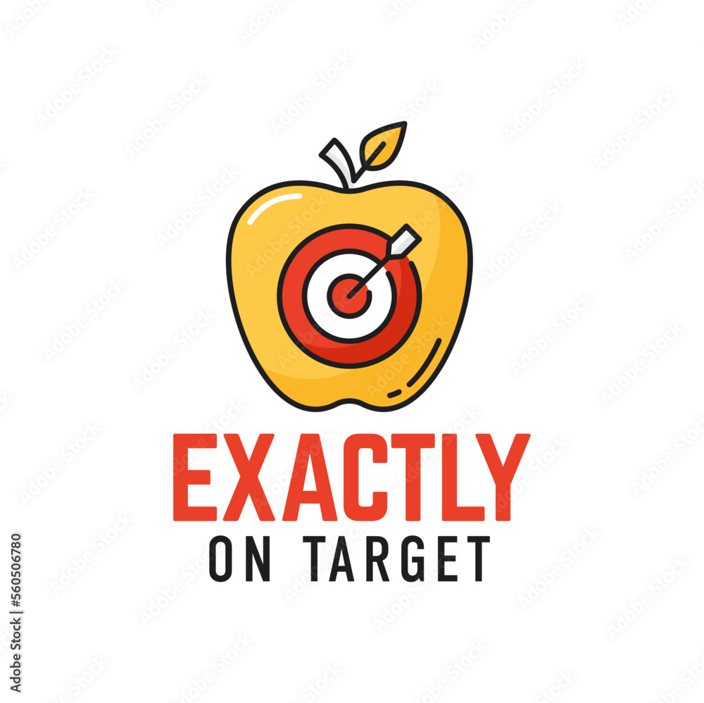 Success in business goals outline icon. Finance competition line sign or pictogram, company strategy outline vector icon or symbol. Market success simple sign with arrow hit bullseye target in apple