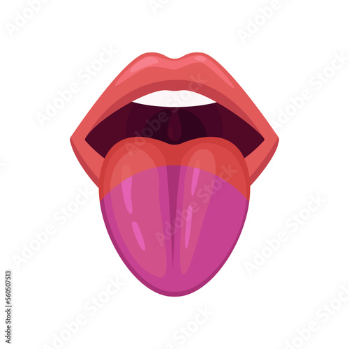 Umami taste area on human tongue vector illustration. Drawing of zone of umami taste in mouth isolated on white background. Anatomy, physiology concept