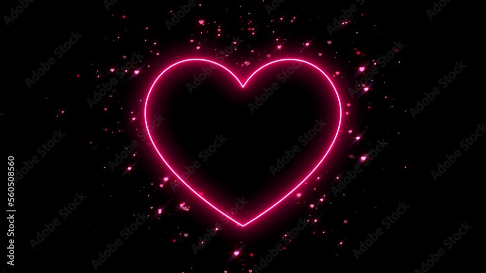 neon lights heart with shiny and glowing particles, valentines day and love concept animation loop neon lights heart with shiny and glowing particles, valentines day and love concept animation loop