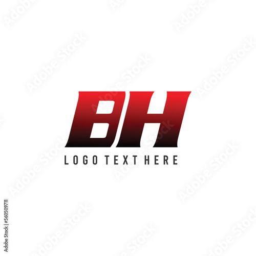 Gradient color BH initials letters logo, BH font, black and red gradient color initials, BH monogram, business logo, B, H, BH  