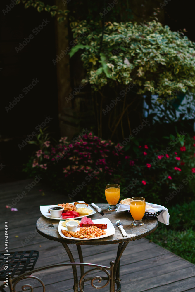 breakfast in the middle of the garden