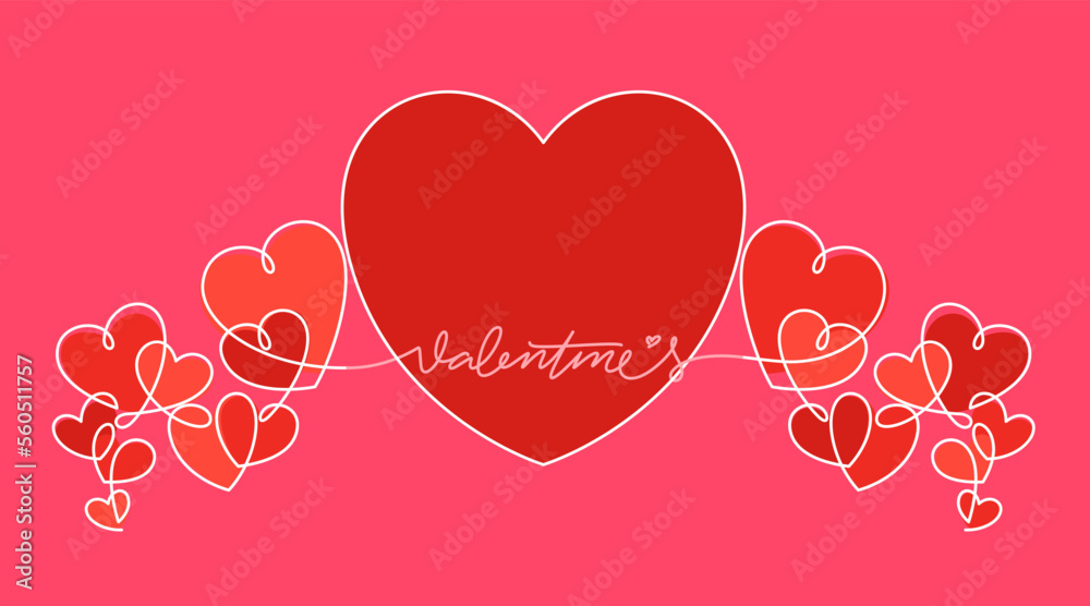 valentine's card with one line drawing of heart crown shape