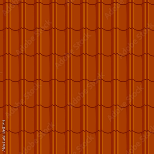 Orange roof tile texture, seamless pattern background, vector rooftop cover. Terracotta or clay slate roof tiling wave pattern of house rooftop or architecture and building housetop tiling