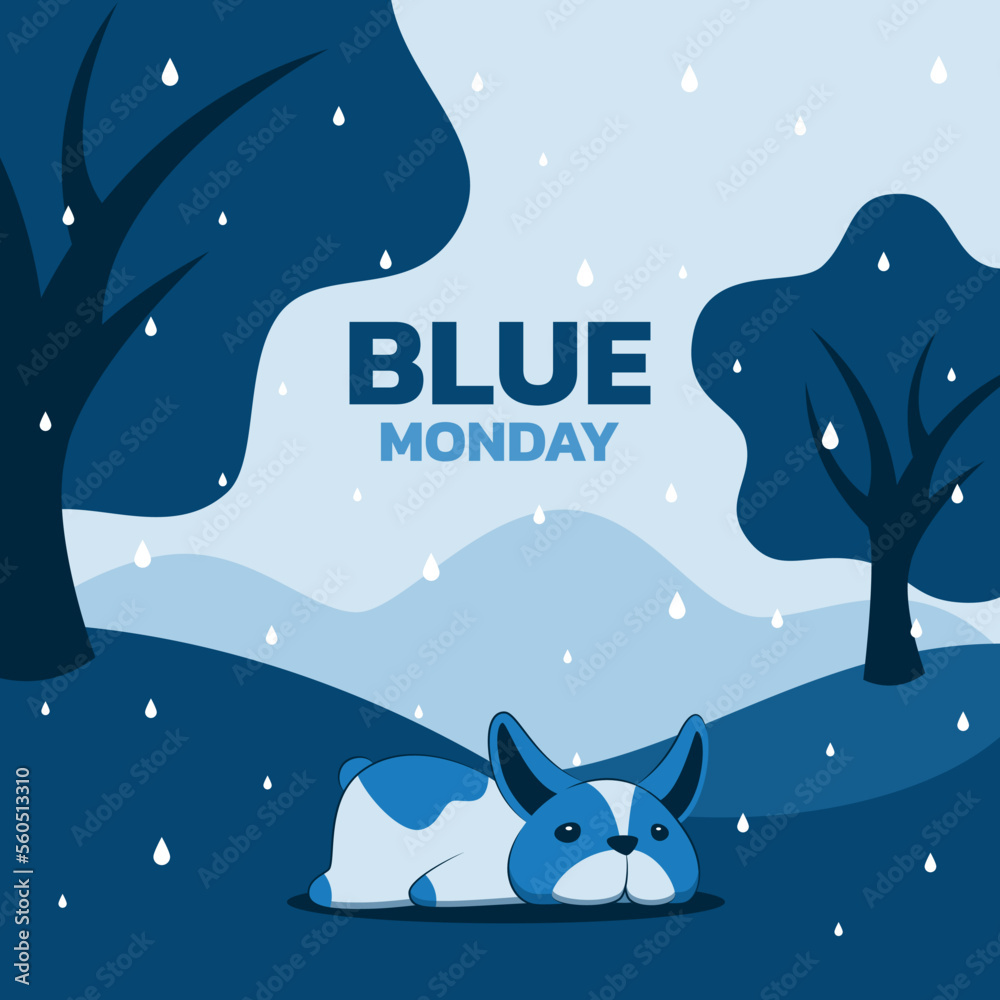 Naklejka premium Cute dog on Blue Monday
