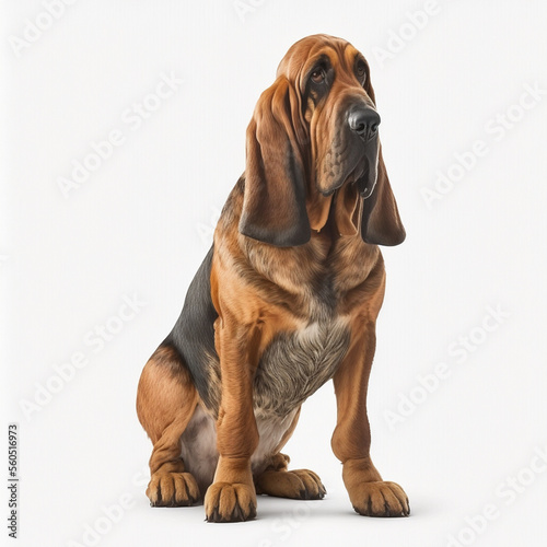 Bloodhound full body image with white background ultra realistic



