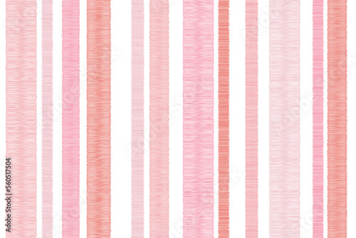 Seamless vector Ikat white pink background fabric pattern stripe unbalance stripe patterns cute vertical pink pastel color stripes different size symmetric grid for valentine day love fabric pattern.