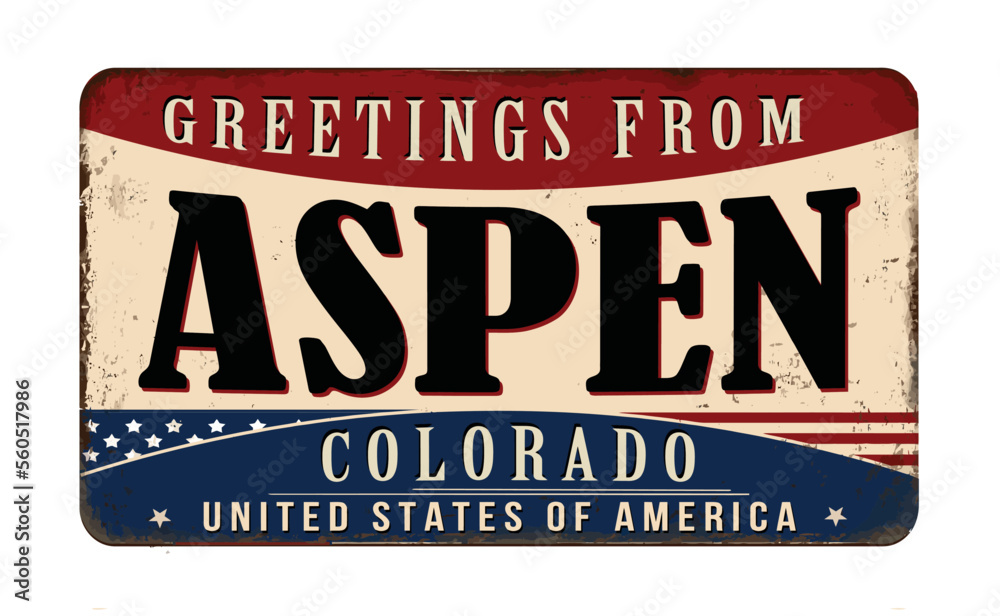Fototapeta premium Greetings from Aspen vintage rusty metal sign