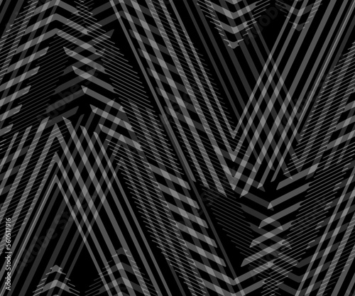 Fototapeta Naklejka Na Ścianę i Meble -  Full Seamless Chevron Plaid Tartan Texture Pattern. Fabric Print. Gray Black Geometric Design Suitable for Fashion Textile Home Decoration and Graphics
