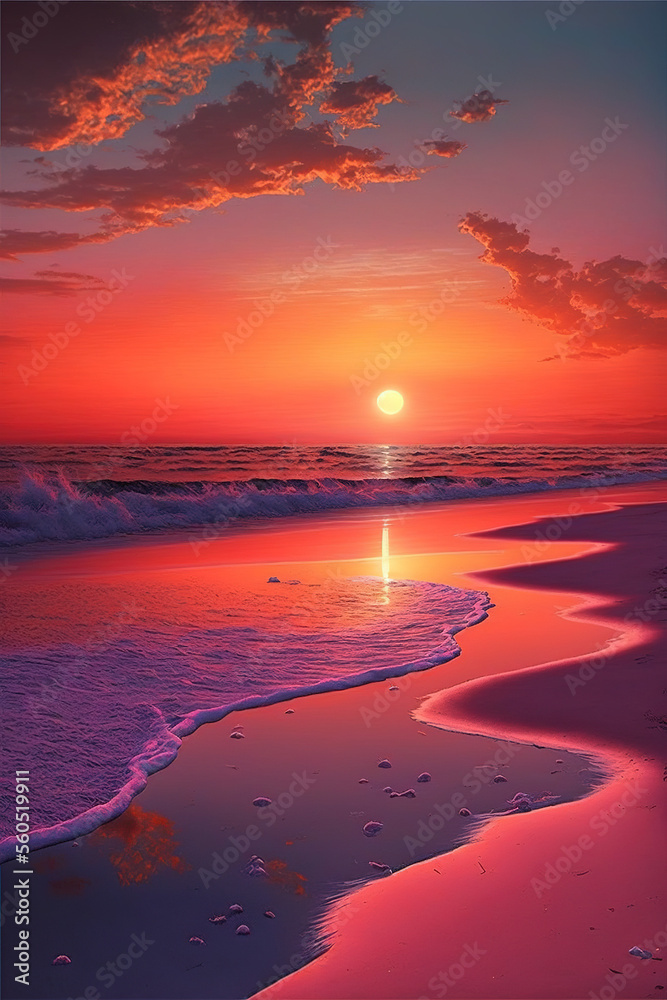 Naklejka premium sunset at the beach