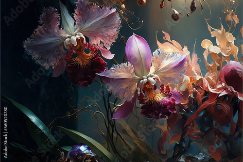 Gorgeous orchids, generated by ai, background 