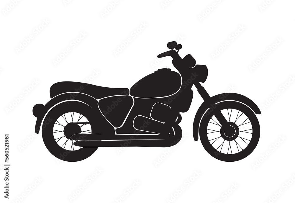 Obraz premium Chopper motorcycle vector icon, black on white background