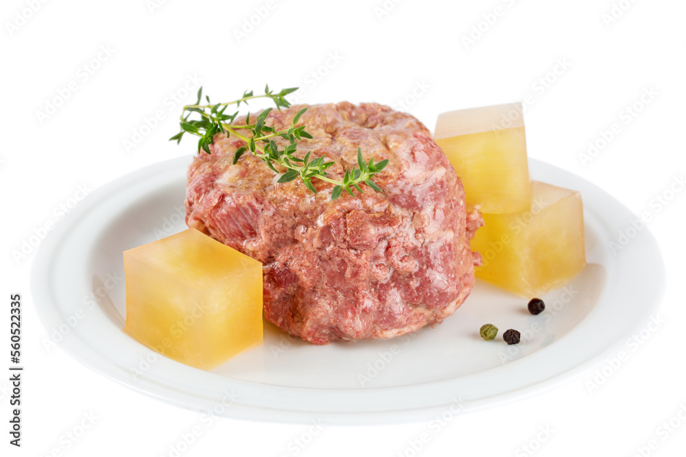 Canned pork jelly with seasonings with thyme Canned pork jelly with seasonings with thyme