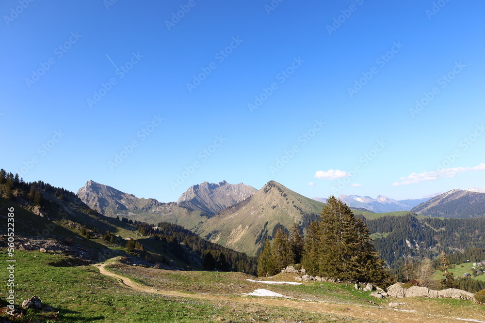 View on a valley of the Roy Lake in Haute-Savoie 