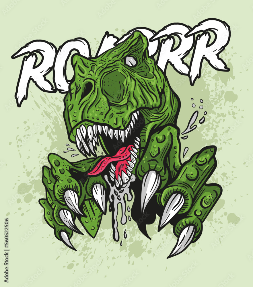 Obraz premium Hand drawn vector dinosaur for printing on t-shirts or other surfaces