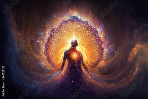 Fototapeta Naklejka Na Ścianę i Meble -  The Source of Consciousness, energy of the universe, life force, prana, the mind of God and spirituality. Generative AI
