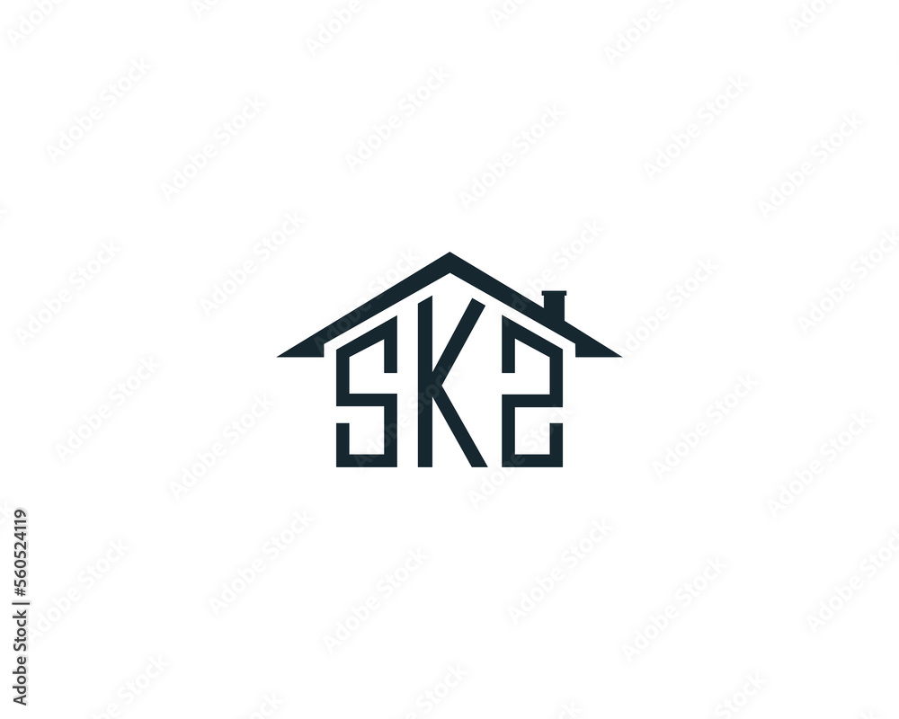 Abstract SKS, SKZ Letter Creative Home Shape Logo Design. Unique Real Estate, Property, Construction Business identity Vector Icon.